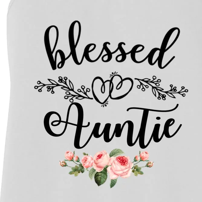 Blessed Auntie Cute Flower Auntie Gift Tee Gift Women's Racerback Tank