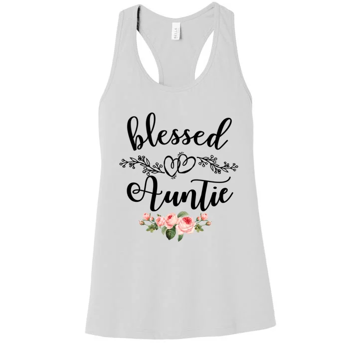 Blessed Auntie Cute Flower Auntie Gift Tee Gift Women's Racerback Tank