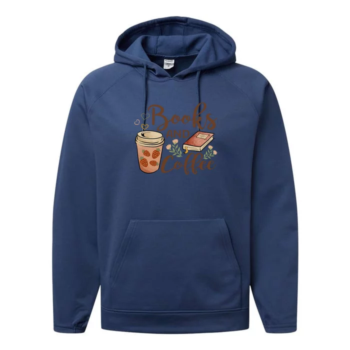 Book And Coffee Gift For Reading Books Performance Fleece Hoodie