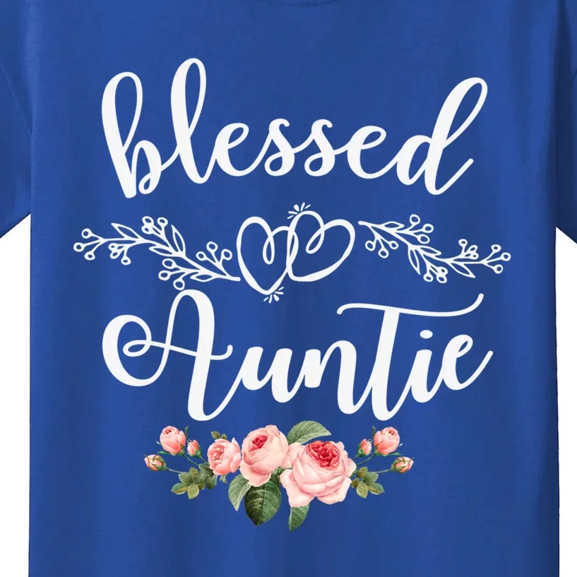 Blessed Auntie Cute Flower Auntie Tee Gift Kids T-Shirt