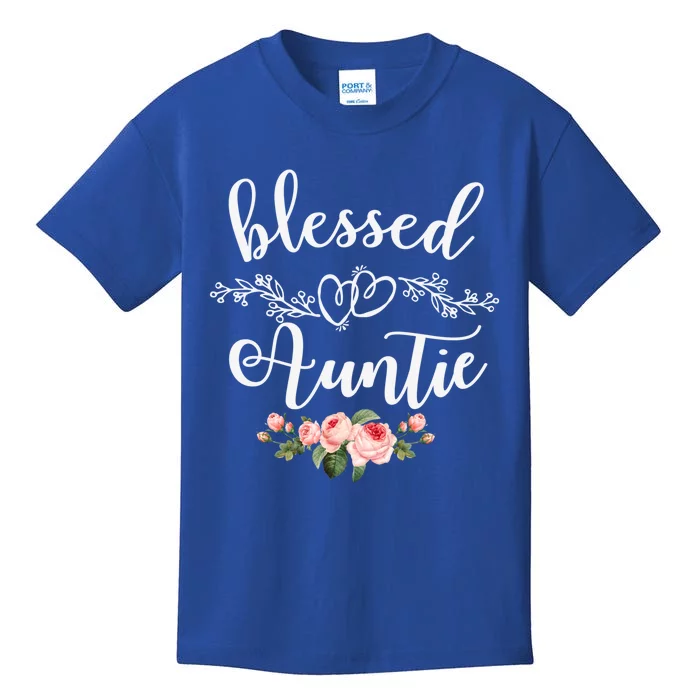 Blessed Auntie Cute Flower Auntie Tee Gift Kids T-Shirt