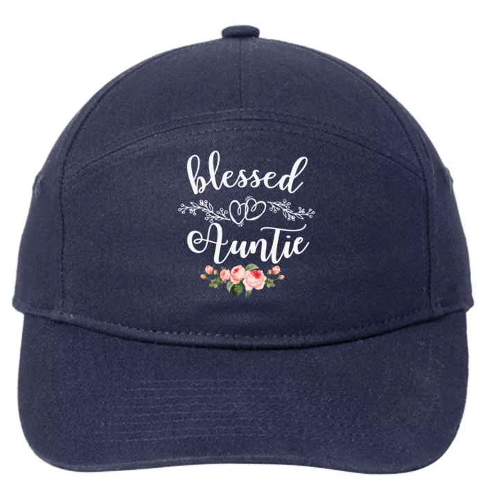 Blessed Auntie Cute Flower Auntie Tee Gift 7-Panel Snapback Hat