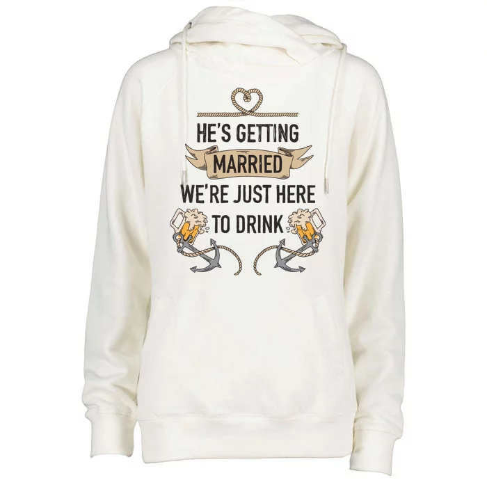 Bachelor Groom Drinking Womens Funnel Neck Pullover Hood