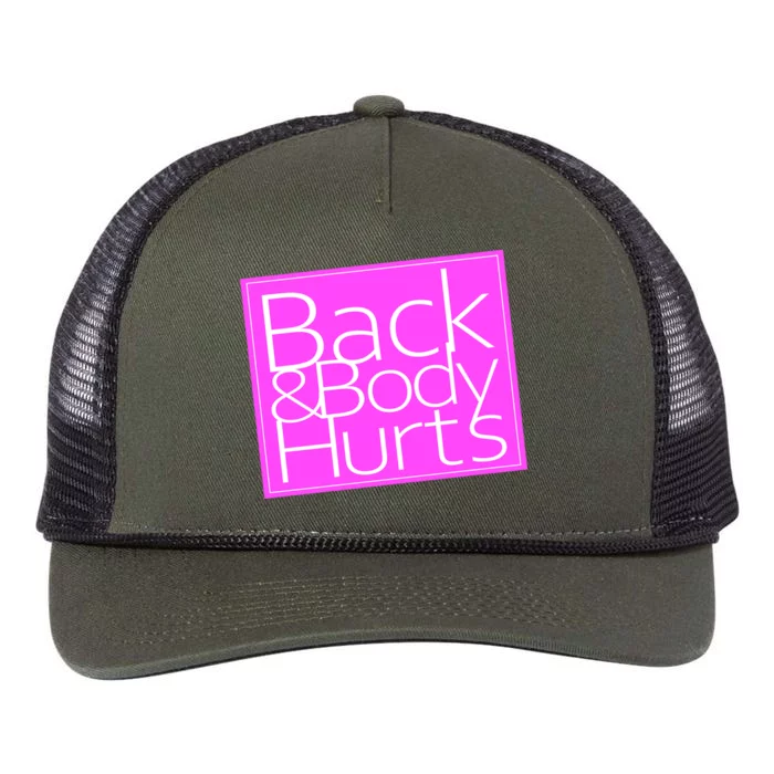 Back & Body Hurts Pink Logo Retro Rope Trucker Hat Cap