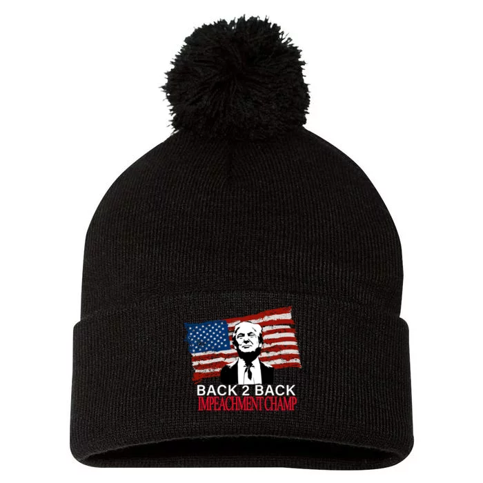 Back 2 Back Impeachment Champ Pom Pom 12in Knit Beanie