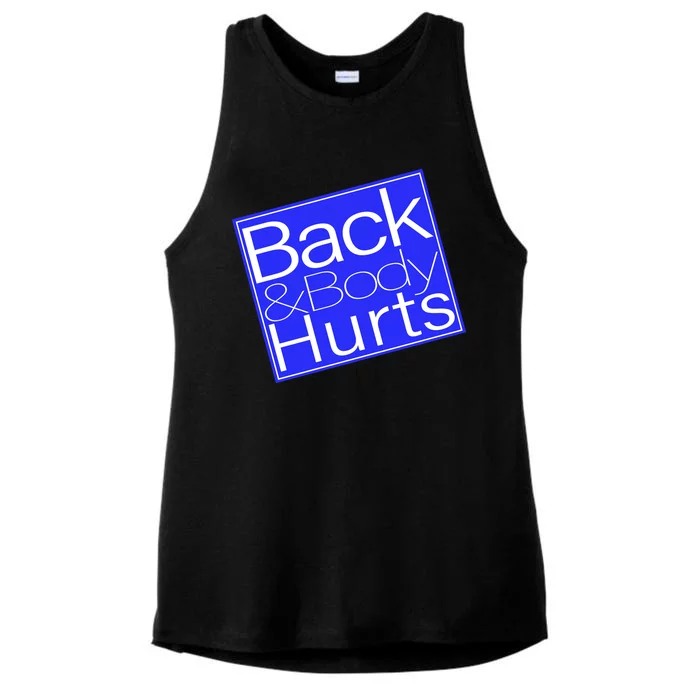 Back and Body Hurts Blue Logo Ladies Tri-Blend Wicking Tank