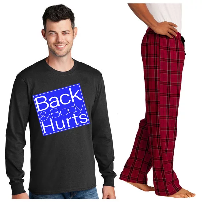 Back and Body Hurts Blue Logo Long Sleeve Pajama Set