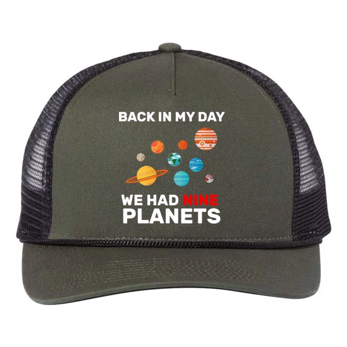 Back In My Day We Had Nine Planets Retro Rope Trucker Hat Cap