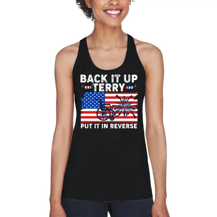 Back It Up Terry Put It In Reverse Funny Fireworks Women's Racerback Tank