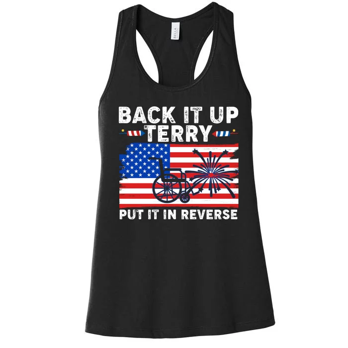 Back It Up Terry Put It In Reverse Funny Fireworks Women's Racerback Tank