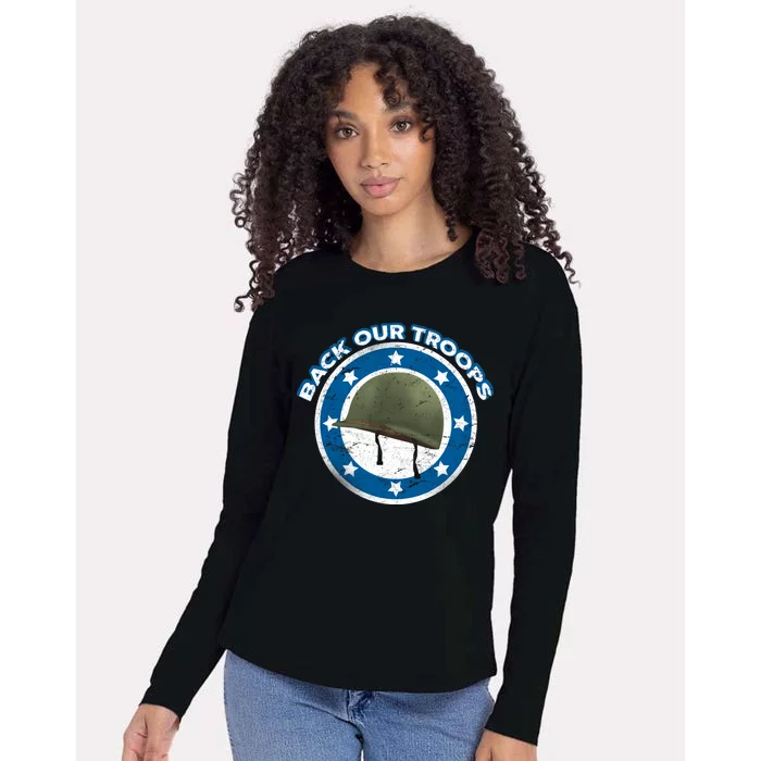 Back Our Troops Womens Cotton Relaxed Long Sleeve T-Shirt