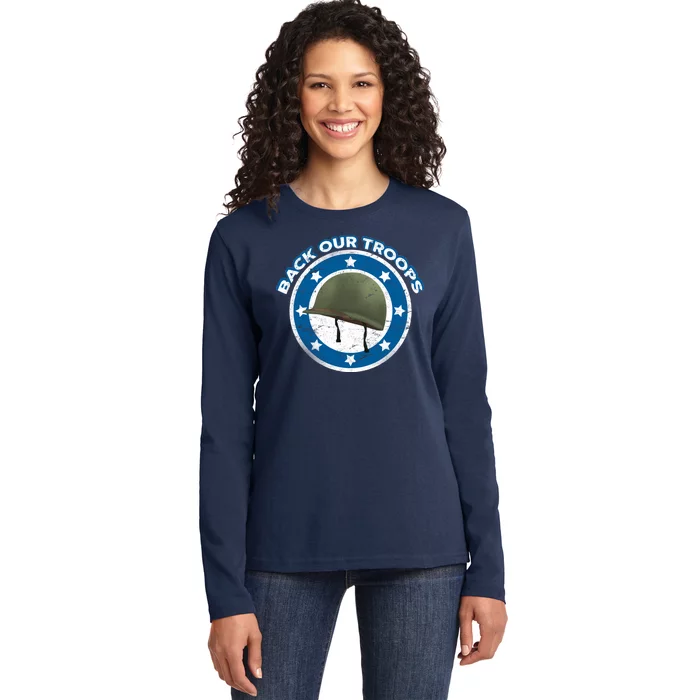 Back Our Troops Ladies Long Sleeve Shirt