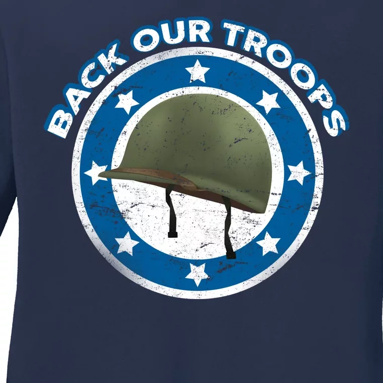 Back Our Troops Ladies Long Sleeve Shirt