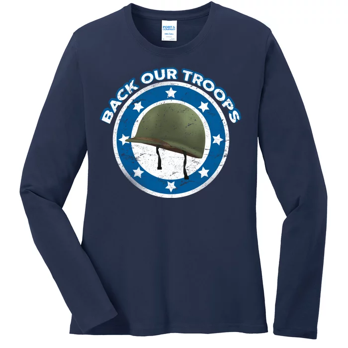 Back Our Troops Ladies Long Sleeve Shirt