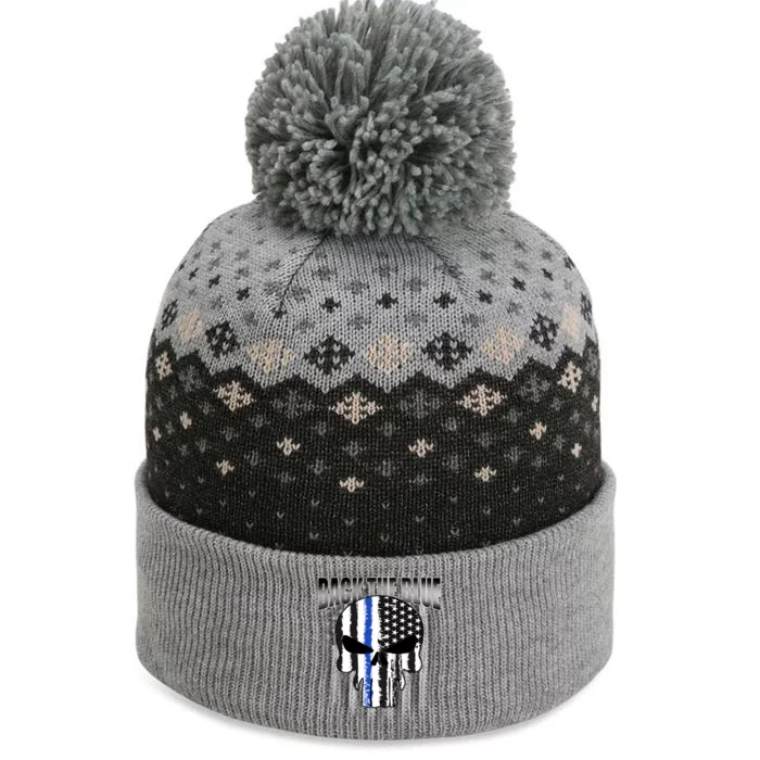 Back The Blue The Baniff Cuffed Pom Beanie