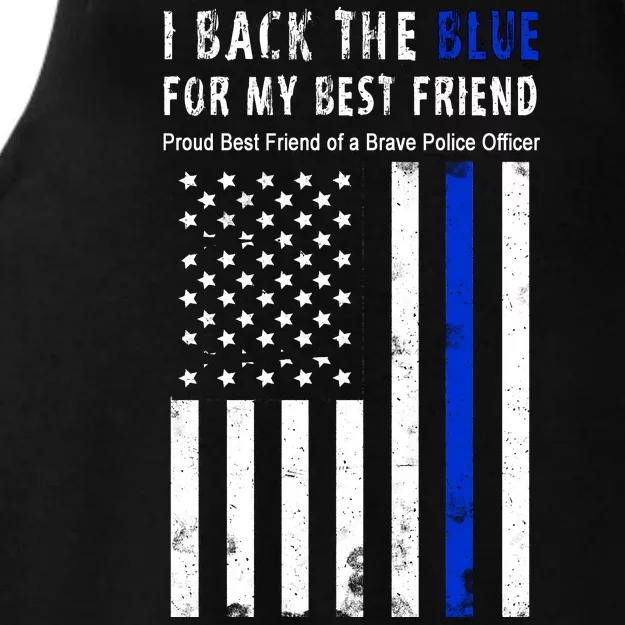 Back The Blue Best Friend Of A Police Officer Ladies Tri-Blend Wicking Tank