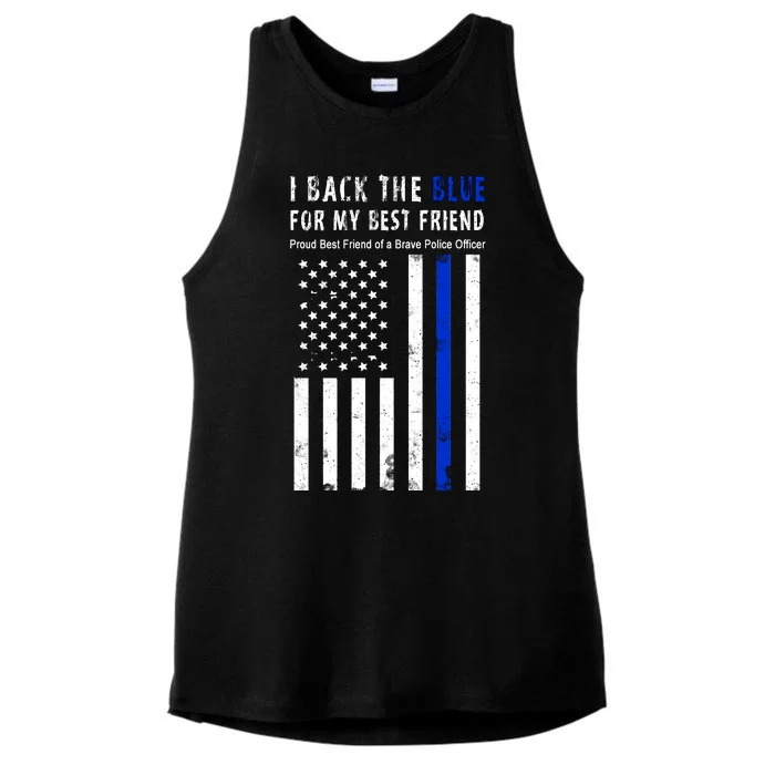 Back The Blue Best Friend Of A Police Officer Ladies Tri-Blend Wicking Tank