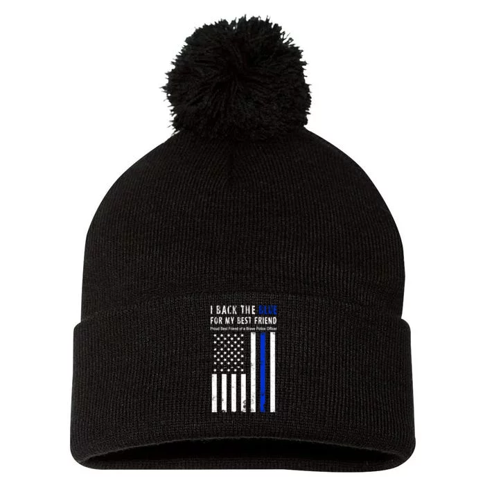 Back The Blue Best Friend Of A Police Officer Pom Pom 12in Knit Beanie