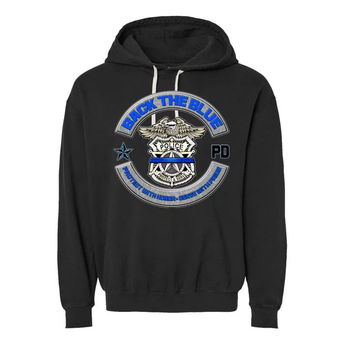 Back The Blue Police Protect And Serve Garment-Dyed Fleece Hoodie