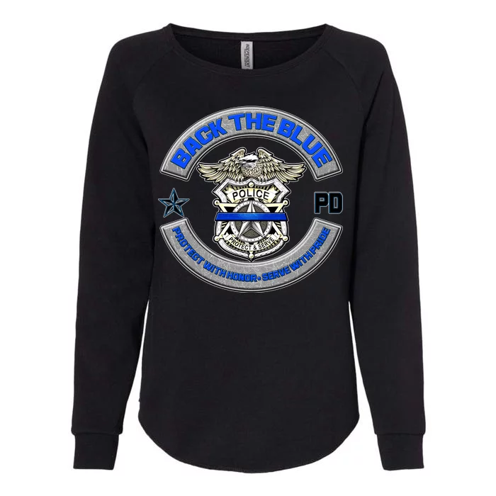 Back The Blue Police Protect And Serve Womens California Wash Sweatshirt