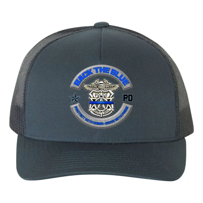 Back The Blue Police Protect And Serve Yupoong Adult 5-Panel Trucker Hat