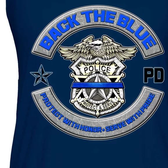 Back The Blue Police Protect And Serve Ladies Essential Flowy Tank