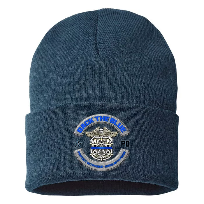 Back The Blue Police Protect And Serve Sustainable Knit Beanie