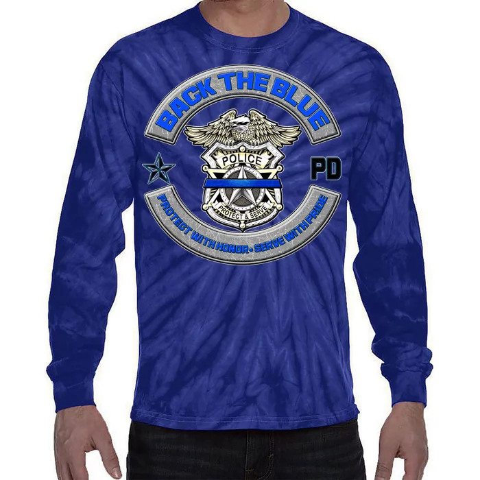 Back The Blue Police Protect And Serve Tie-Dye Long Sleeve Shirt