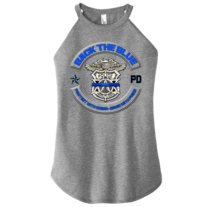 Back The Blue Police Protect And Serve Women’s Perfect Tri Rocker Tank