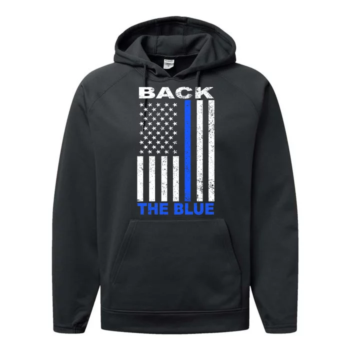 Back The Blue Support Our Police Performance Fleece Hoodie