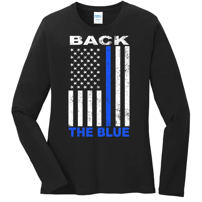 Back The Blue Support Our Police Ladies Long Sleeve Shirt