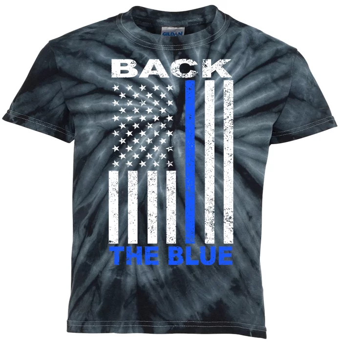 Back The Blue Support Our Police Kids Tie-Dye T-Shirt