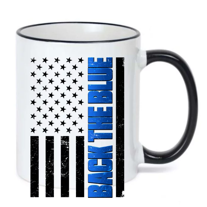 Back The Blue Thin Blue Line US Flag Black Color Changing Mug