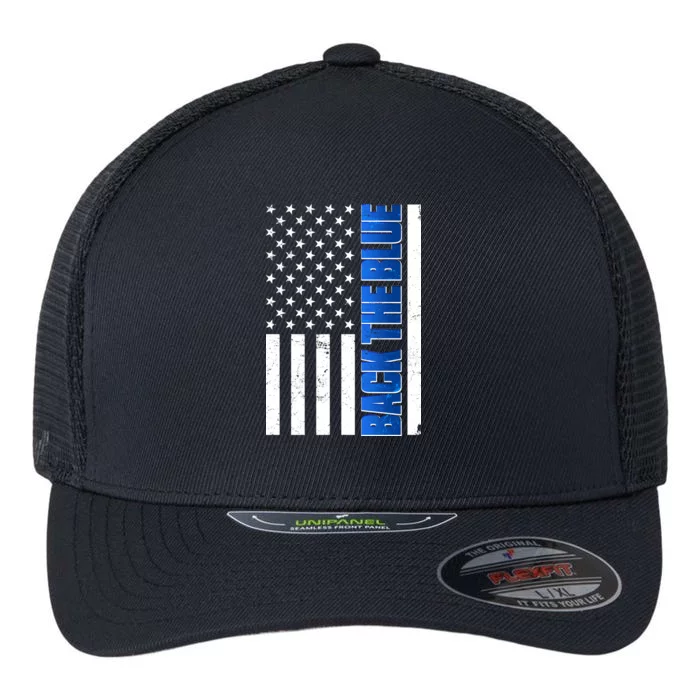 Back The Blue Thin Blue Line US Flag Flexfit Unipanel Trucker Cap