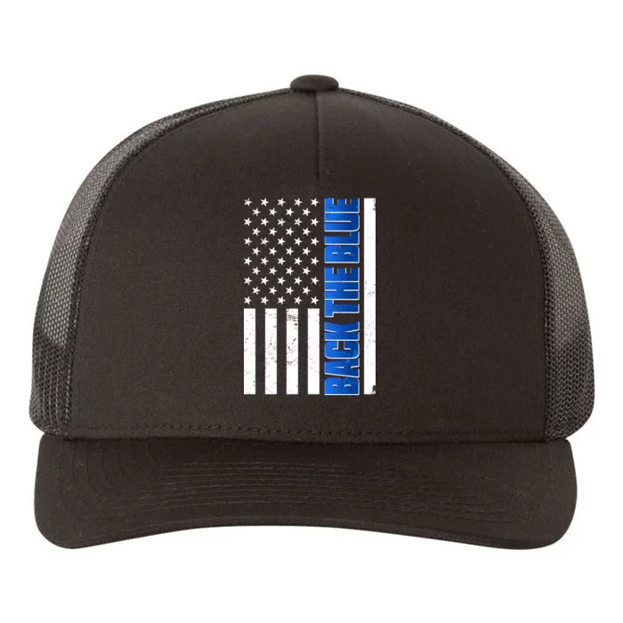 Back The Blue Thin Blue Line US Flag Yupoong Adult 5-Panel Trucker Hat