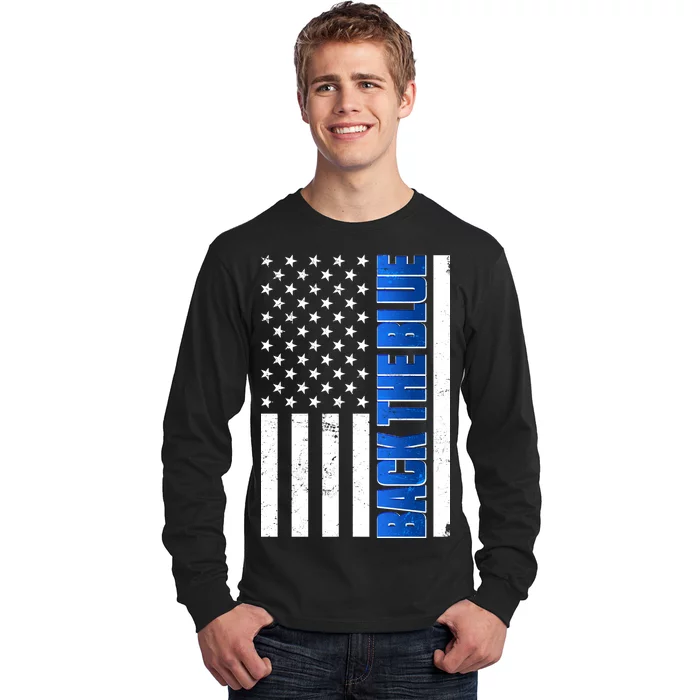 Back The Blue Thin Blue Line US Flag Long Sleeve Shirt