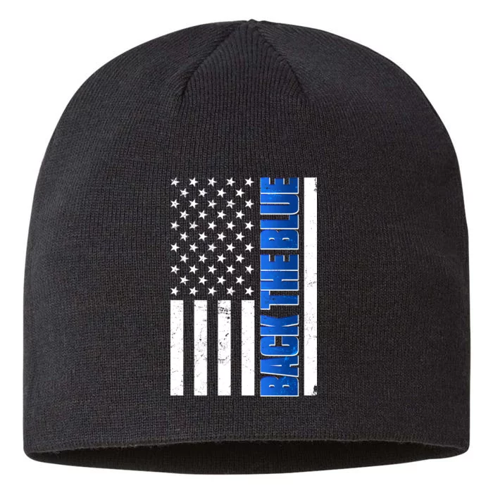 Back The Blue Thin Blue Line US Flag 8 1/2in Sustainable Knit Beanie