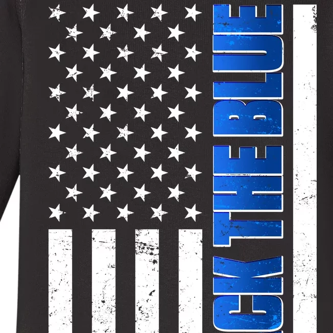 Back The Blue Thin Blue Line US Flag Baby Long Sleeve Bodysuit