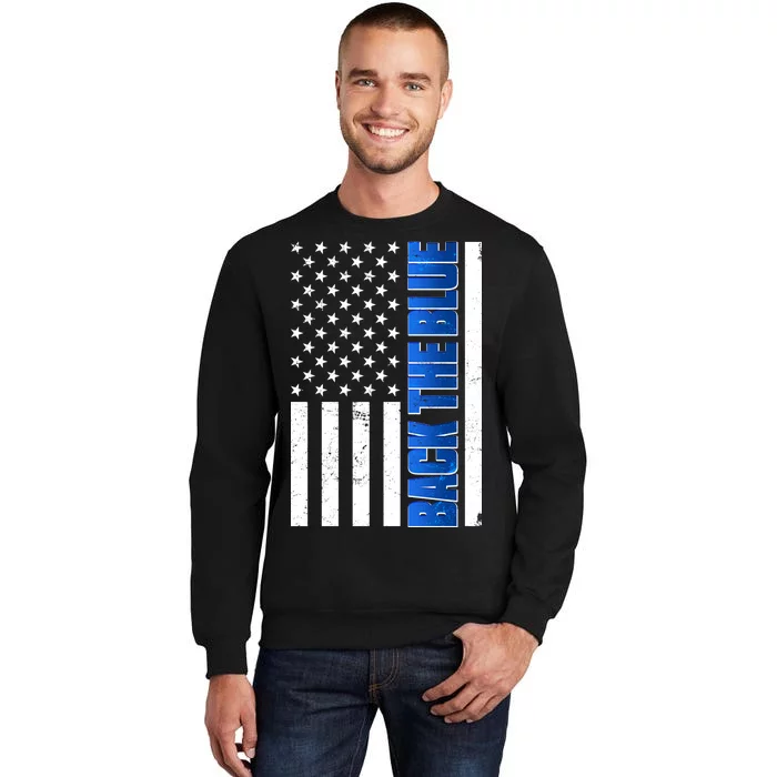 Back The Blue Thin Blue Line US Flag Tall Sweatshirt