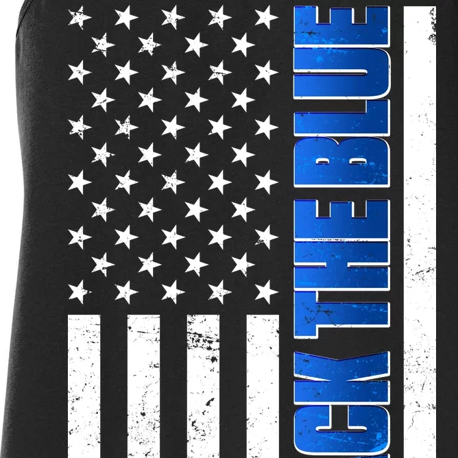 Back The Blue Thin Blue Line US Flag Women's Racerback Tank