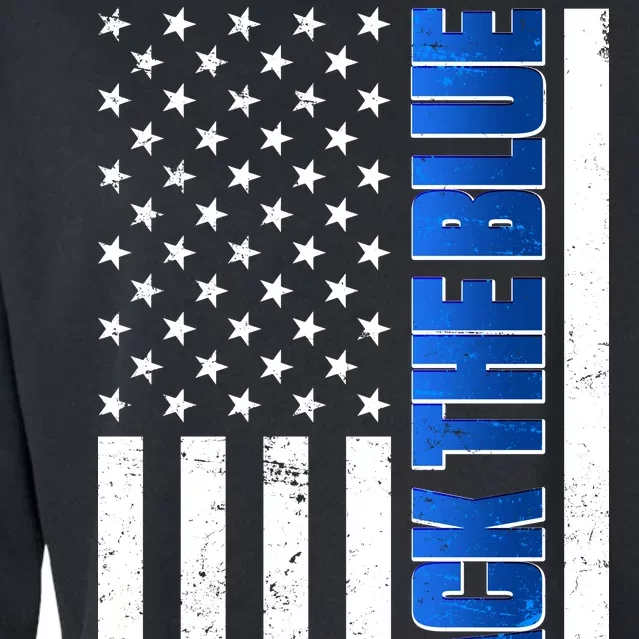 Back The Blue Thin Blue Line US Flag Cropped Pullover Crew