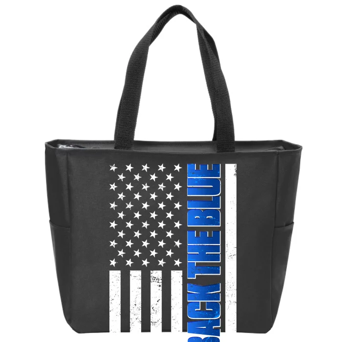 Back The Blue Thin Blue Line US Flag Zip Tote Bag