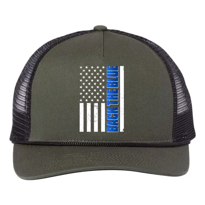 Back The Blue Thin Blue Line US Flag Retro Rope Trucker Hat Cap