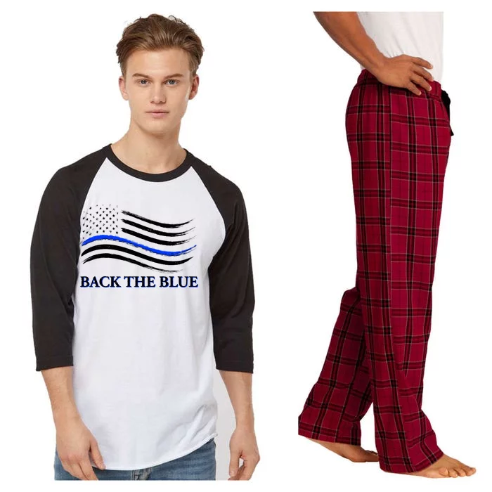 Back The Blue Thin Blue Line USA Flag Raglan Sleeve Pajama Set