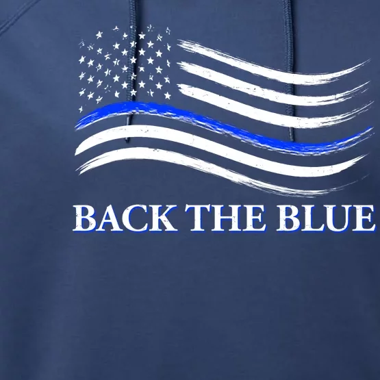 Back The Blue Thin Blue Line USA Flag Performance Fleece Hoodie