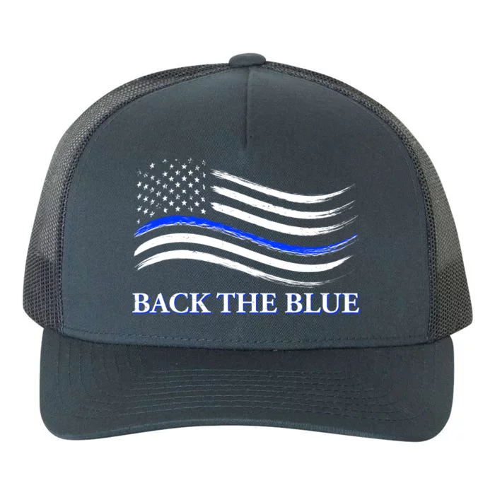 Back The Blue Thin Blue Line USA Flag Yupoong Adult 5-Panel Trucker Hat