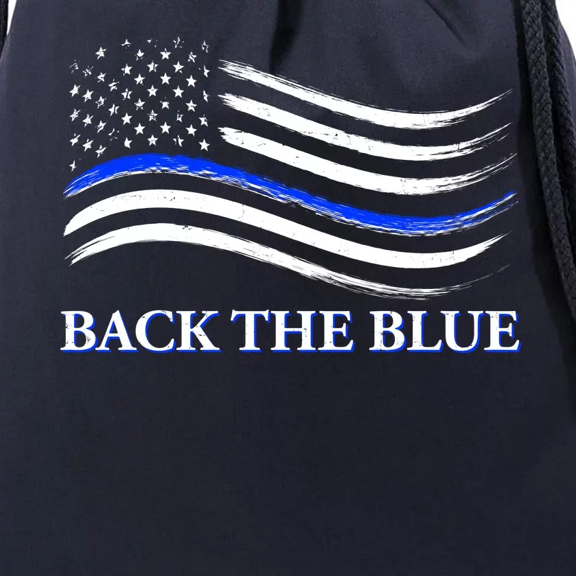 Back The Blue Thin Blue Line USA Flag Drawstring Bag