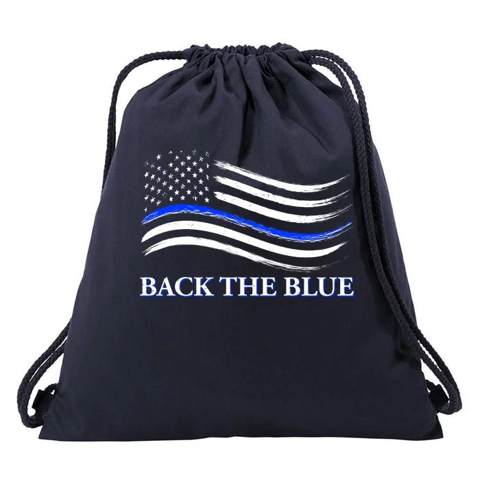 Back The Blue Thin Blue Line USA Flag Drawstring Bag