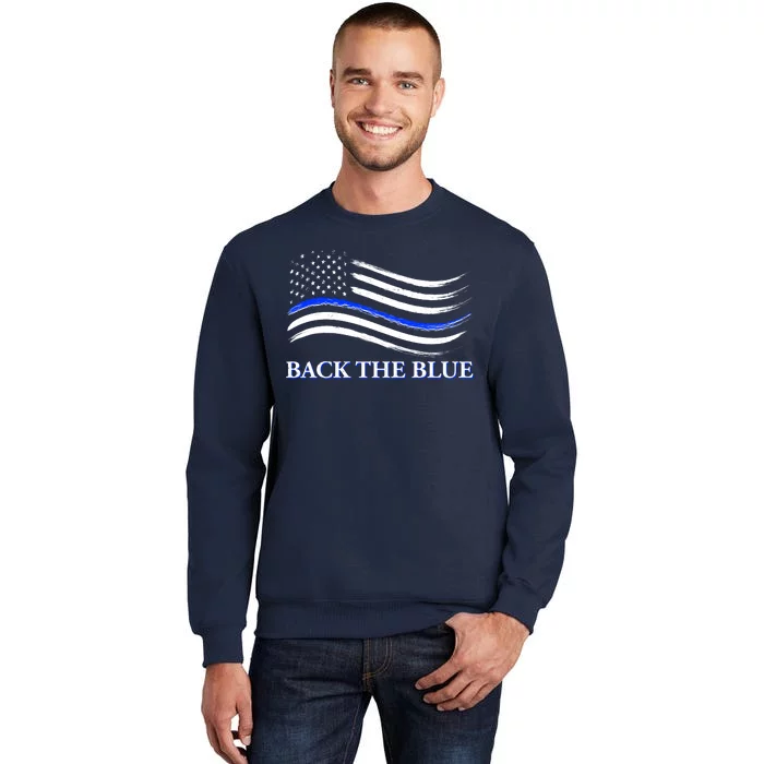 Back The Blue Thin Blue Line USA Flag Tall Sweatshirt