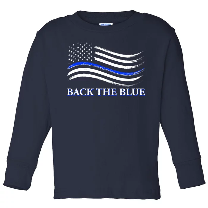 Back The Blue Thin Blue Line USA Flag Toddler Long Sleeve Shirt